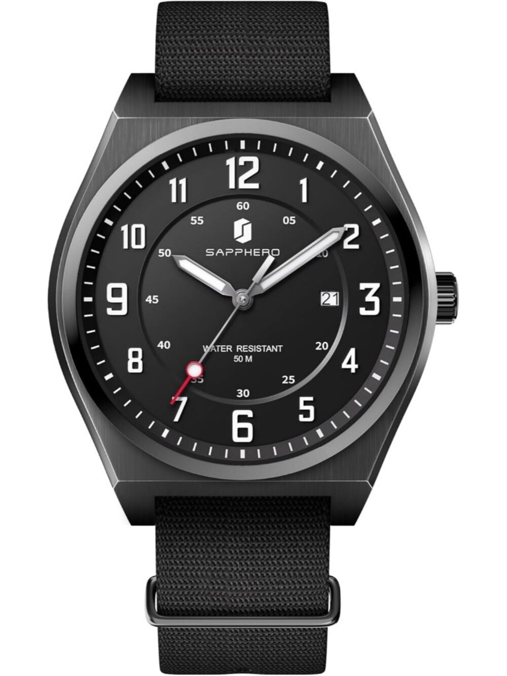 Men's Black Quartz Analog Sport Casual Elegant Waterproof Date Wrist Watch